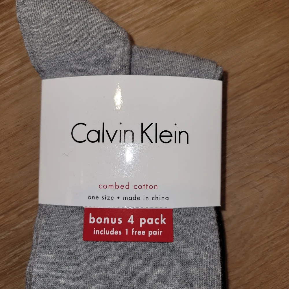 Calvin Klein Combed Mens Cotton Dress Socks 4 Pack Solid Grey Black New